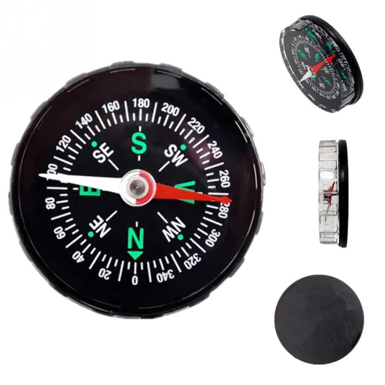 10 PCS DC45 Portable Mini Precise Compass Practical Guider for Camping Hiking North Navigation Survival Button Design Compass, Diameter: 45mm(Black)