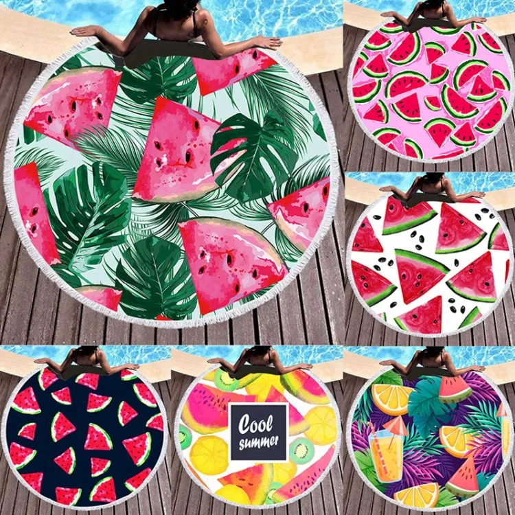 BL004 Microfiber and Fringed Soft Comfortable Circular Print Beach Towel