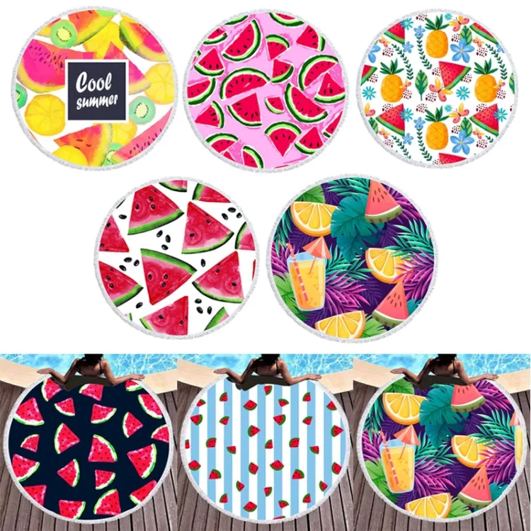 BL004 Microfiber and Fringed Soft Comfortable Circular Print Beach Towel