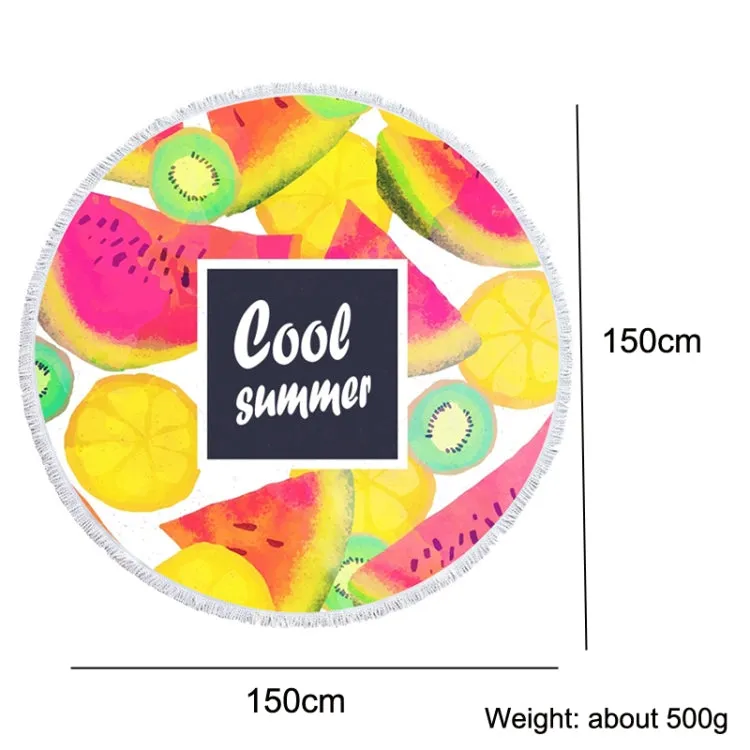 BL004 Microfiber and Fringed Soft Comfortable Circular Print Beach Towel