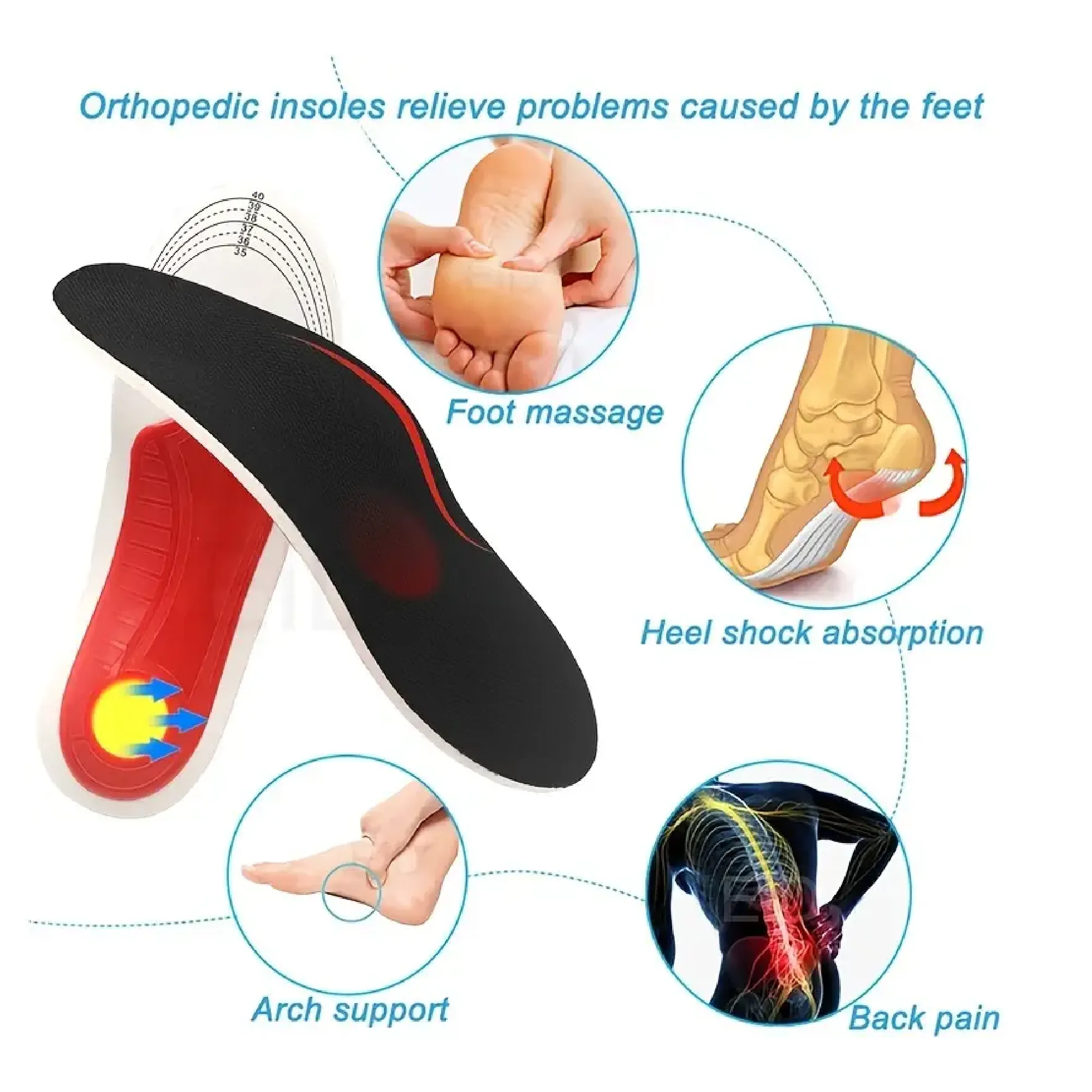 Breathable EVA Arch Support Insoles - Cuttable Shoe Pads (Size Up Recommended)