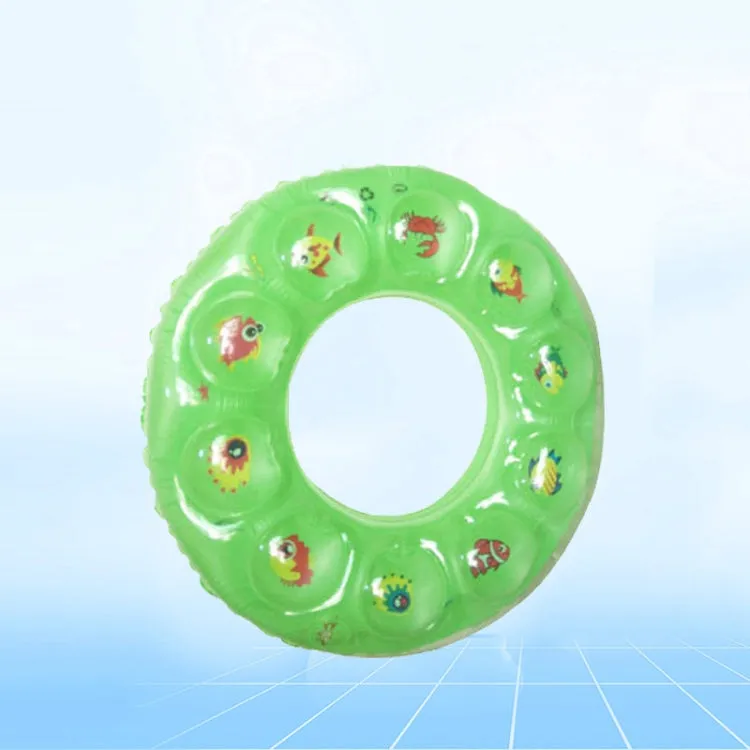 Cartoon Pattern Double Airbag Thickened Inflatable Swimming Ring Crystal Swimming Ring, Size:70 cm(Green)