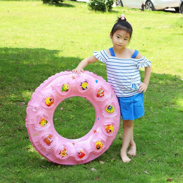 Cartoon Pattern Double Airbag Thickened Inflatable Swimming Ring Crystal Swimming Ring, Size:70 cm(Green)