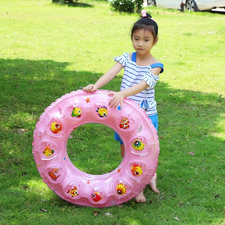 Cartoon Pattern Double Airbag Thickened Inflatable Swimming Ring Crystal Swimming Ring, Size:70 cm(Green)