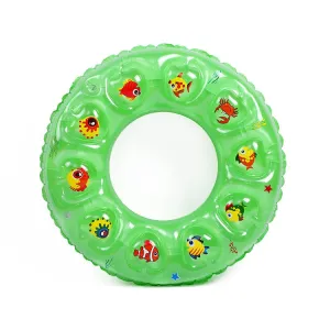 Cartoon Pattern Double Airbag Thickened Inflatable Swimming Ring Crystal Swimming Ring, Size:70 cm(Green)