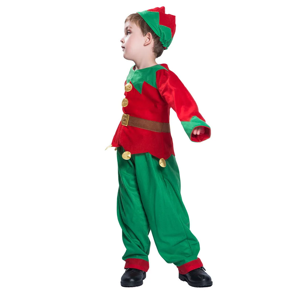 Christmas Elf Parent-child Costume Accessories Family Atmosphere Hat Tops Pants Dress Party Active Stage Perform Cosplay Holidy