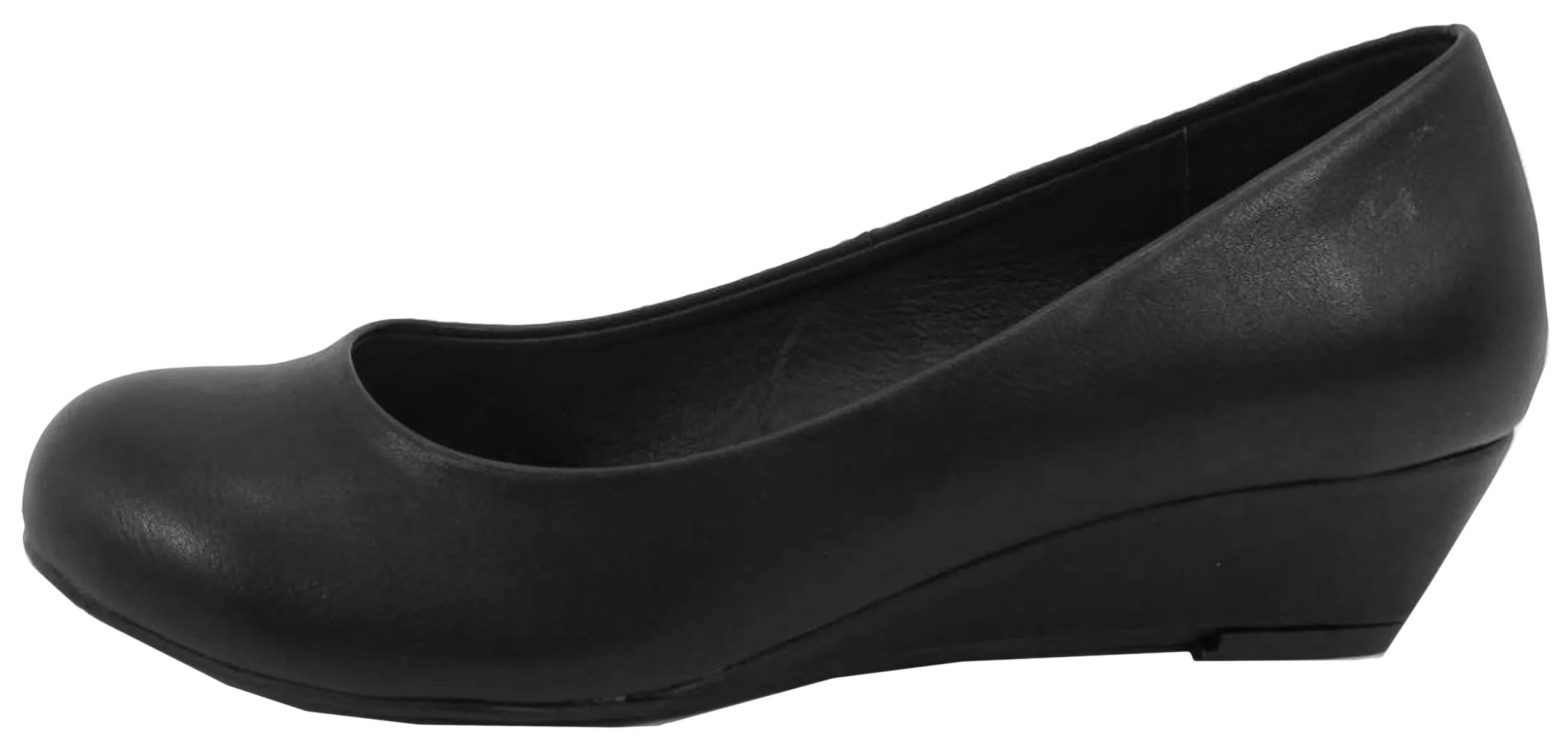 City Classified Women's Comfy Padded Insole Slip On Round Toe Wedge Pump