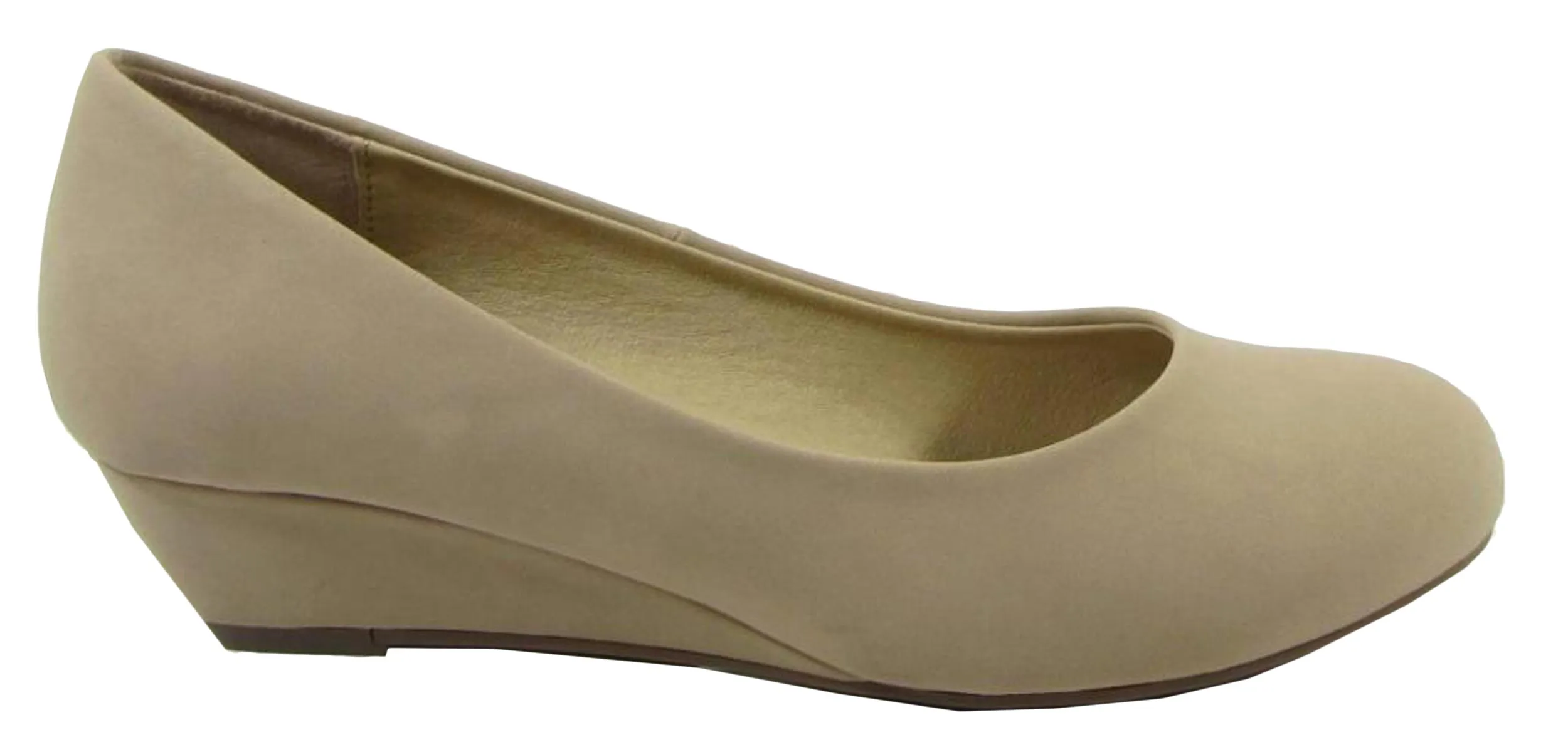 City Classified Women's Comfy Padded Insole Slip On Round Toe Wedge Pump