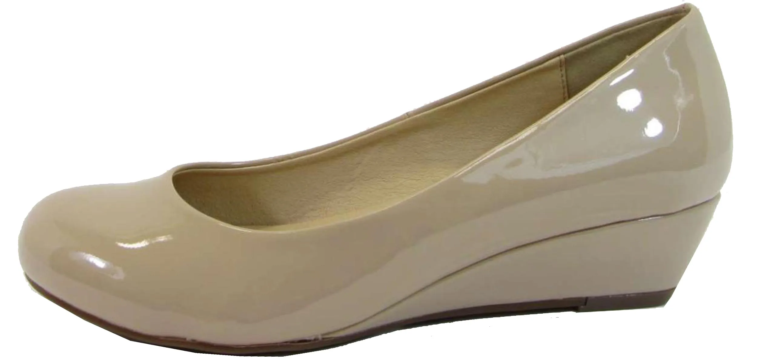 City Classified Women's Comfy Padded Insole Slip On Round Toe Wedge Pump