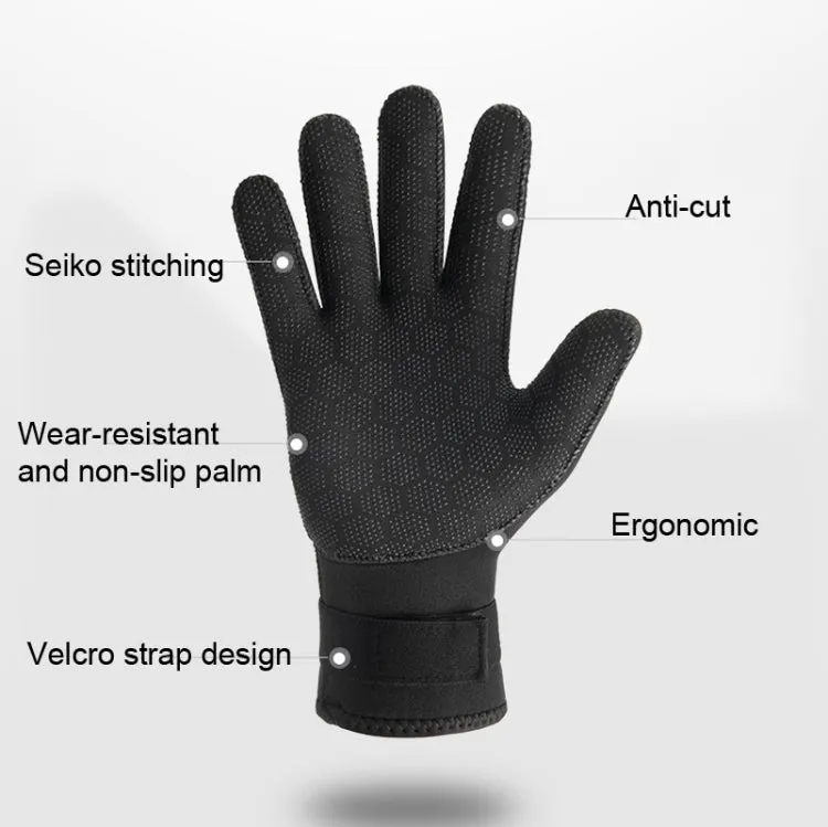 DIVESTAR Diving Gloves Cut & Stab Resistant Sports Gloves, Model: 3mm, Size: S