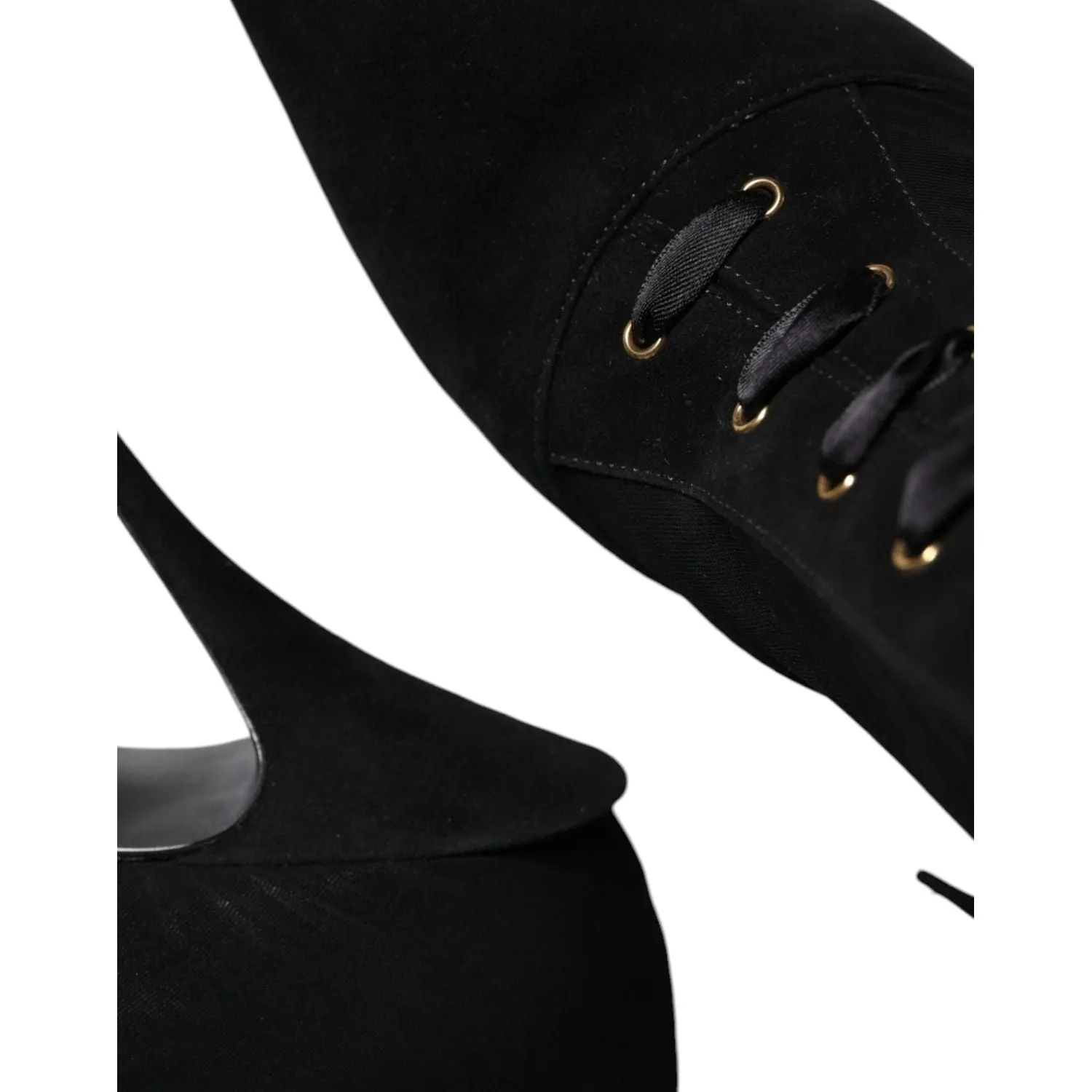 Dolce & Gabbana Black Lace Up Trekking Ankle Boots Shoes