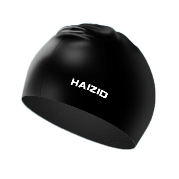 HAIZID Silicone Waterproof Oversized Swimming Cap, Color: Black 55g