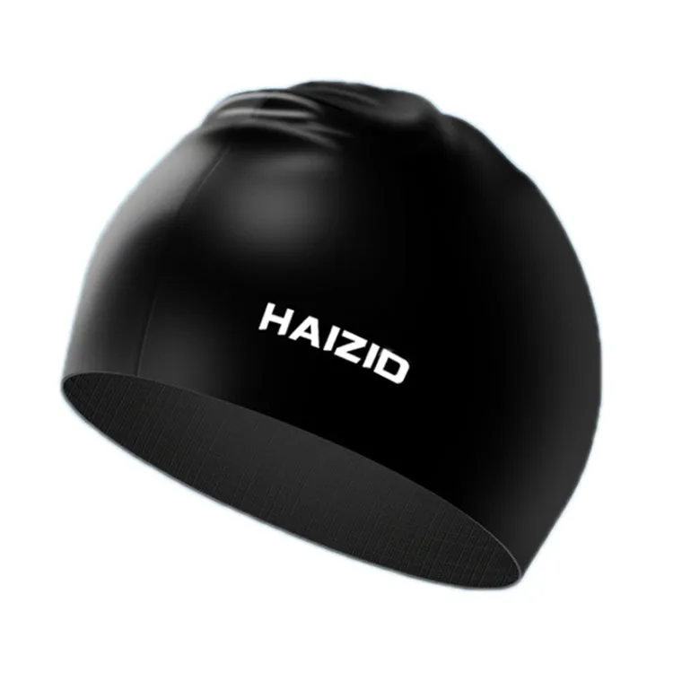 HAIZID Silicone Waterproof Oversized Swimming Cap, Color: Black 60g