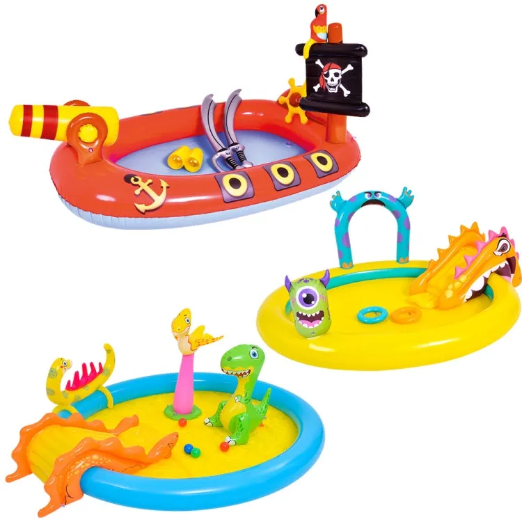 Home Large Cartoon Animal Drama Pool Water Spray Inflatable Swimming Pool Slide Pool(Pirate)