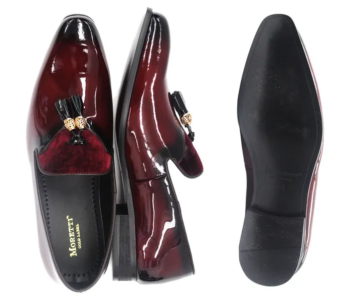 Moretti Plain Toe Slip On Shoes , M31989-BURGUNDY