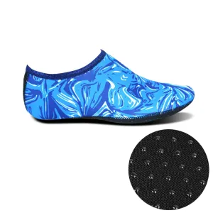 Non-slip Plastic Grain Texture Thick Cloth Sole Printing Diving Shoes and Socks, One Pair, Size:S (Blue Figured)