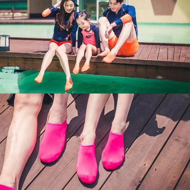 Non-slip Plastic Grain Texture Thick Cloth Sole Solid Color Diving Shoes and Socks, One Pair, Size:M (Orange)