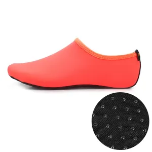 Non-slip Plastic Grain Texture Thick Cloth Sole Solid Color Diving Shoes and Socks, One Pair, Size:M (Orange)