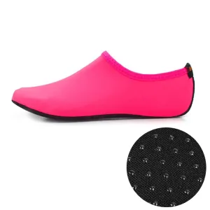 Non-slip Plastic Grain Texture Thick Cloth Sole Solid Color Diving Shoes and Socks, One Pair, Size:XXL (Rose Red)