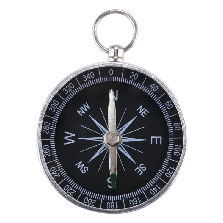 Outdoor Sports Camping Hiking Pointer Guider Aluminum Alloy Compass Hiker Navigation with Keychain, Random Color Delivery