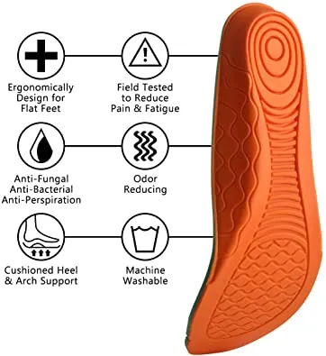 riemot Men's Anti Fatigue Shoe Insoles, Replacment Orthotic Inserts for Work Boots Shoes, Heavy Duty Innersoles, Cushioning Comfort