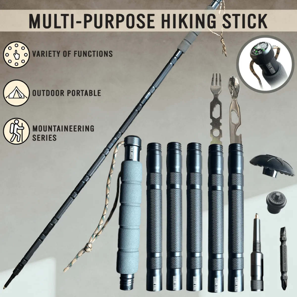 Trek Outfit Trekking Poles - Multifunctional with Navigation Tools