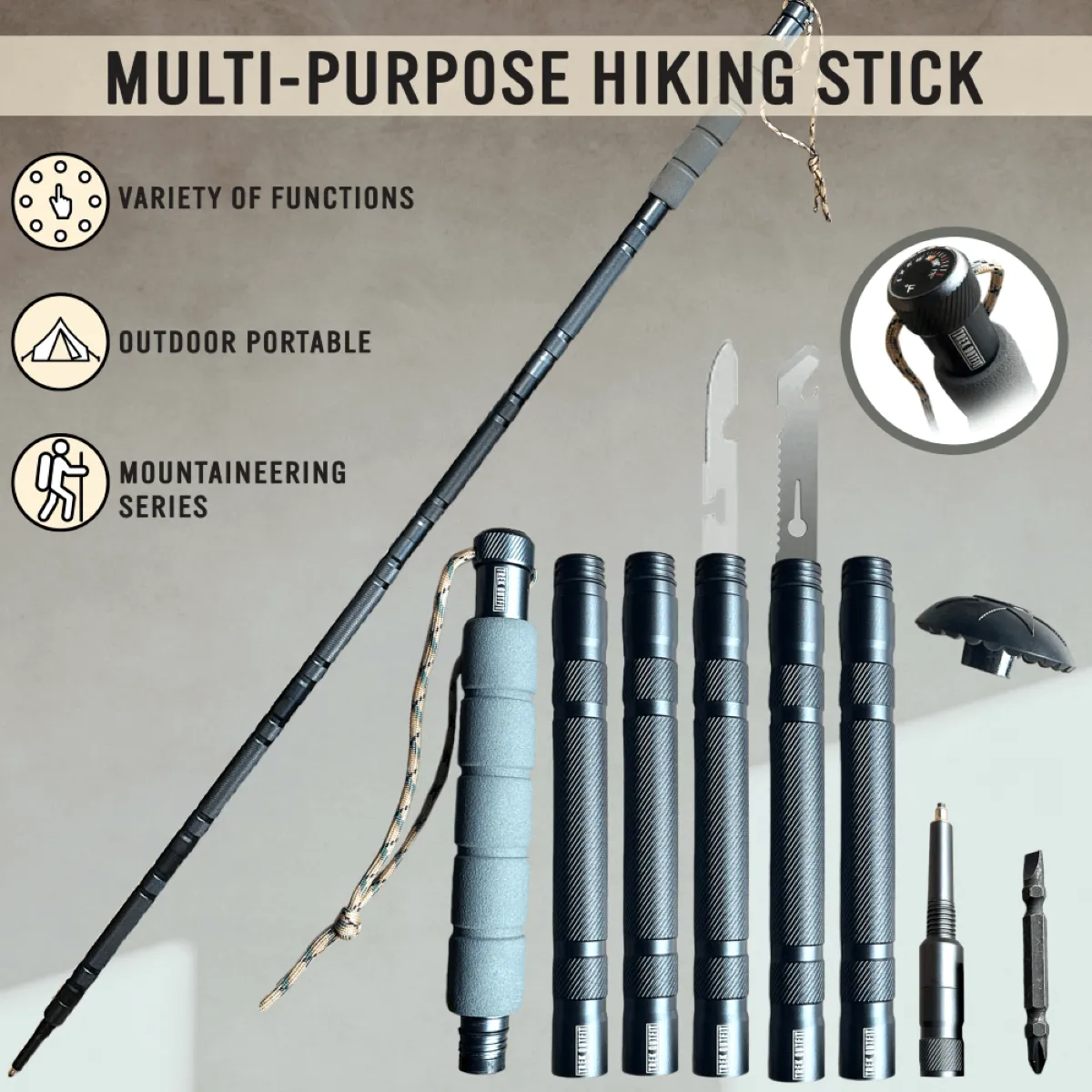 Trek Outfit Trekking Poles - Multifunctional with Navigation Tools